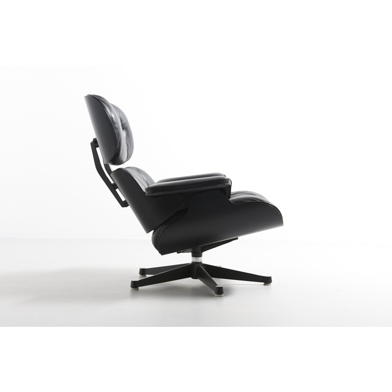 Vintage black Eames lounge chair by Charles and Ray Eames