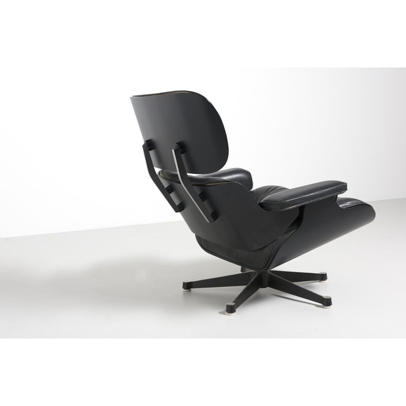 Vintage black Eames lounge chair by Charles and Ray Eames