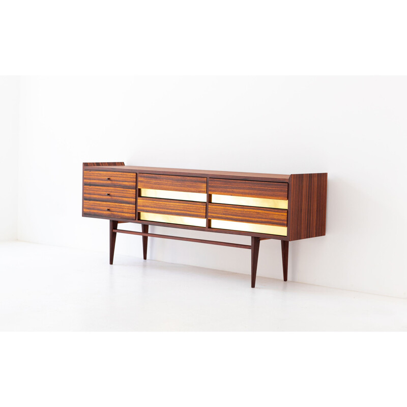 Vintage Italian rosewood and brass sideboard