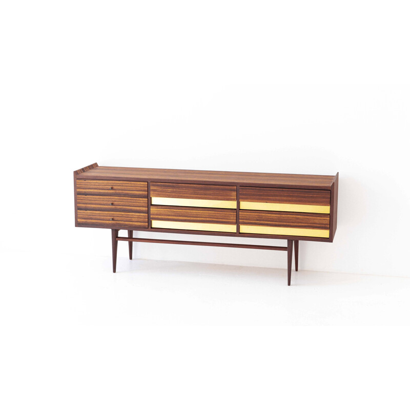 Vintage Italian rosewood and brass sideboard