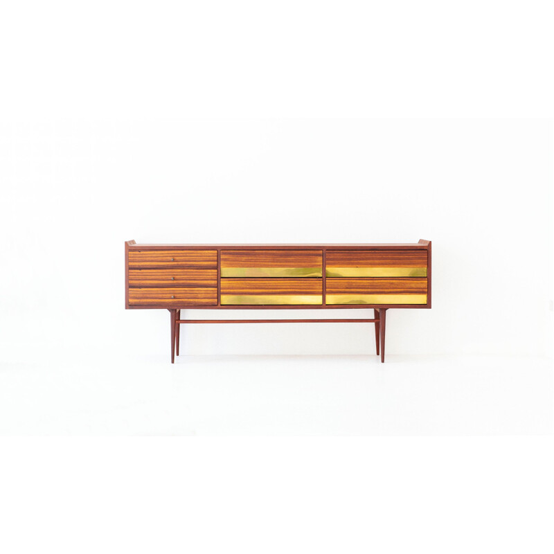 Vintage Italian rosewood and brass sideboard