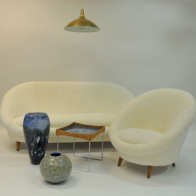 Vintage Florida sofa in sheepskin by Vatne Lenestolfabrikk, 1950s