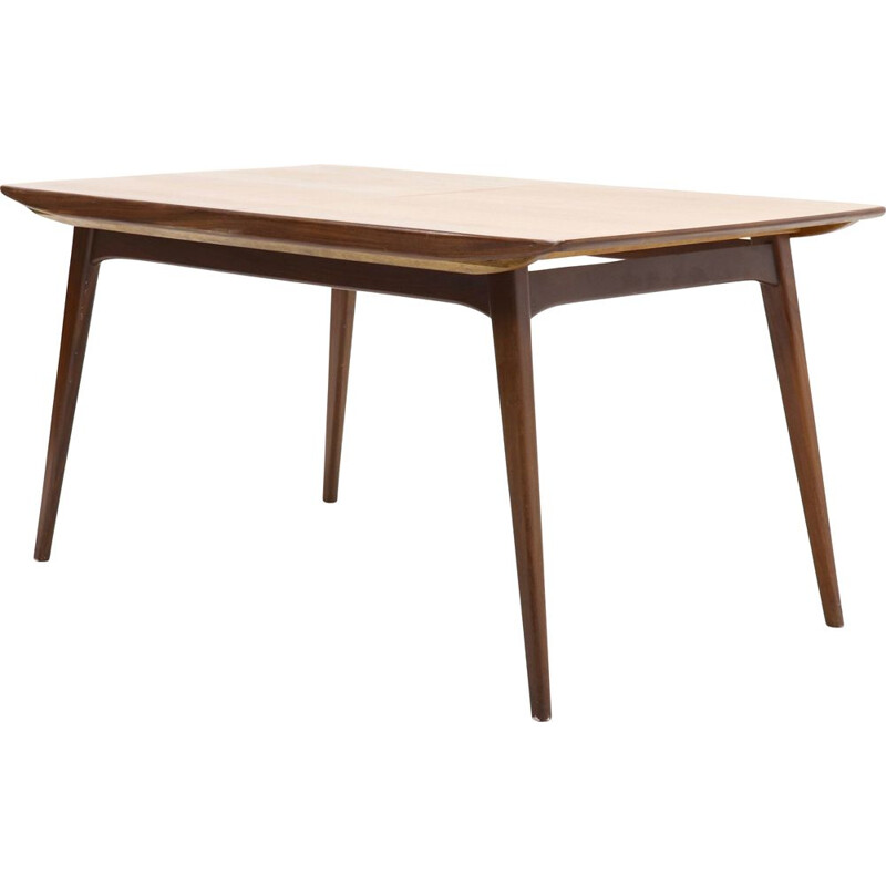 Vintage extendable dining table in teak by Louis van Teeffelen for Web,1950