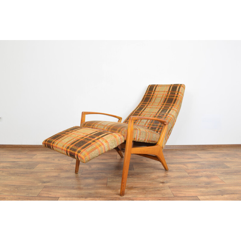 Vintage German Armchair with Footstool, 1960s