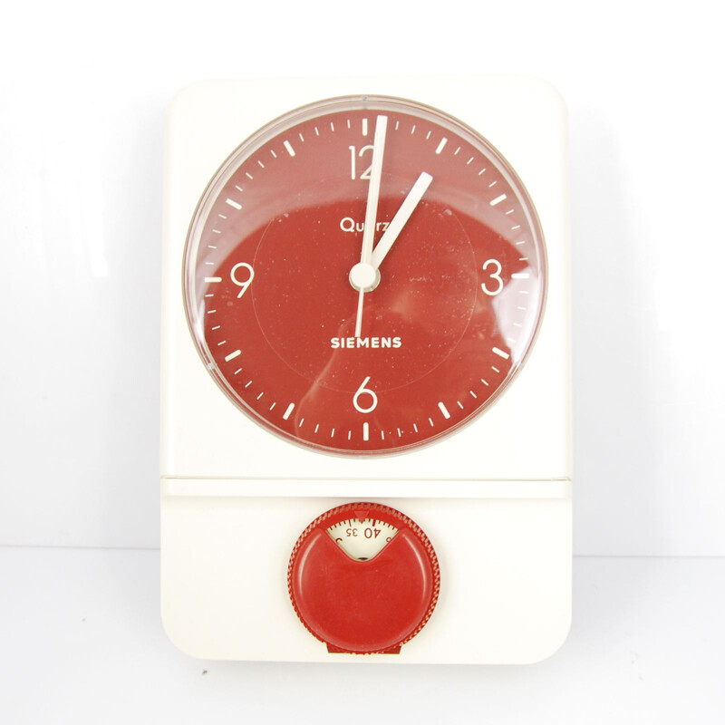 Vintage Siemens MU 4000 kitchen red clock, 90s.