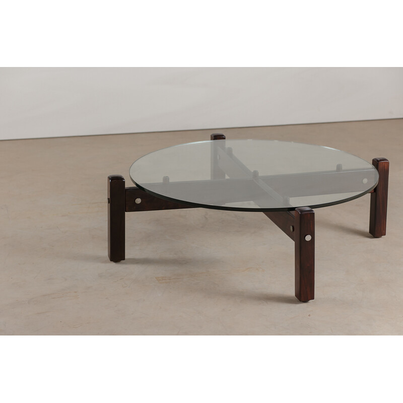 Table basse ronde vintage Latini en palissandre, par Sergio Rodrigues, 1960