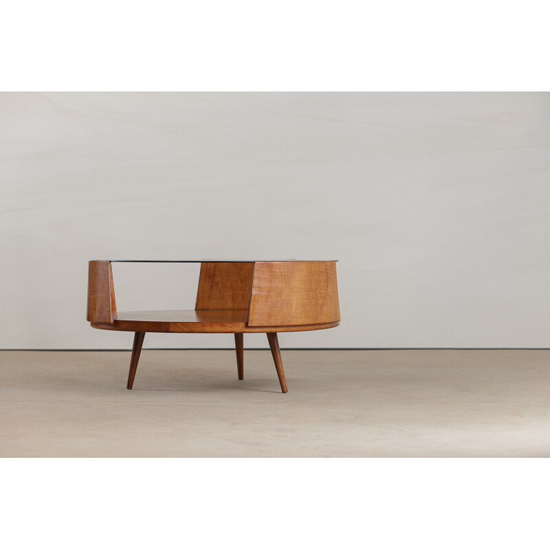 Table basse vintage de Martin Eisler pour Forma en bois et verre 1950
