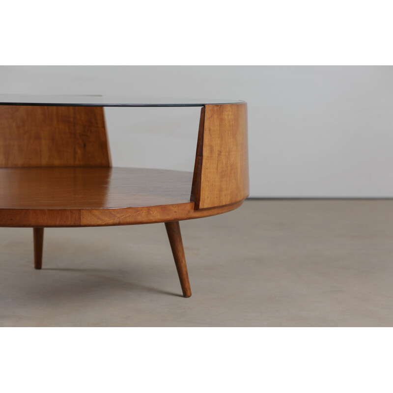 Vintage coffee table by Martin Eisler for Forma in wood and glass 1950