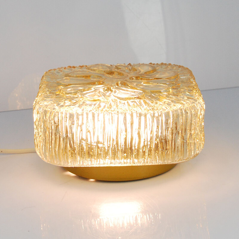 Vintage Honey orange sconce for Fischer Leuchten in glass 1970