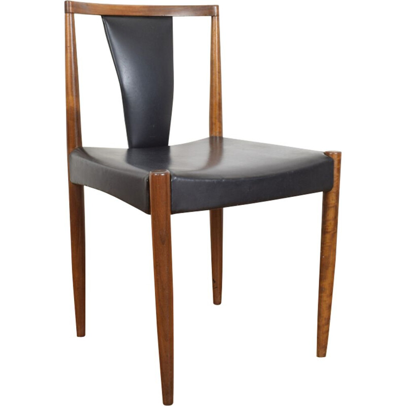 Vintage danish teak chair in black leather and teak 1960