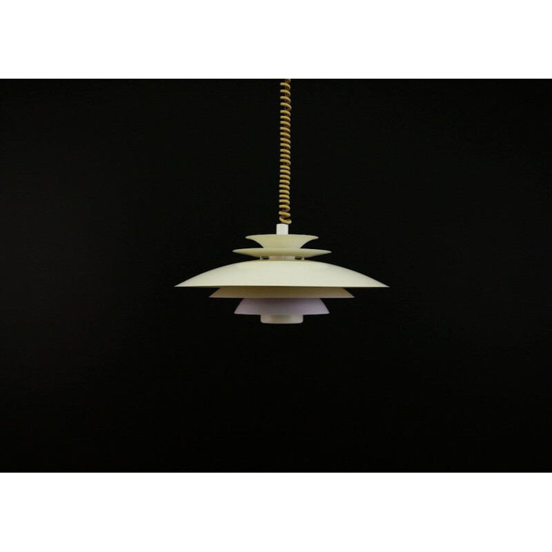 Vintage danish hanging lamp in white metal 1970