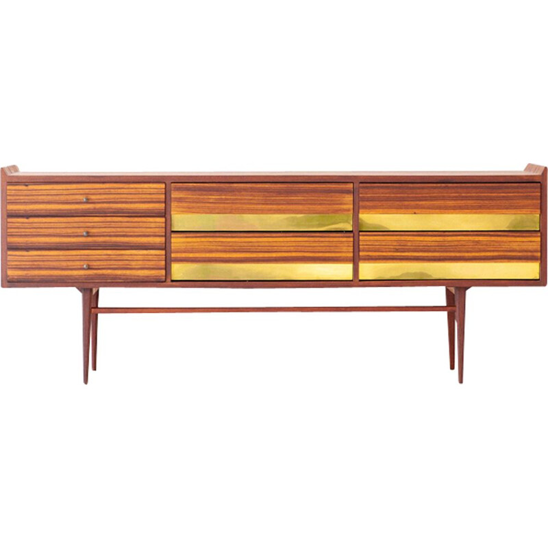 Vintage Italian rosewood and brass sideboard
