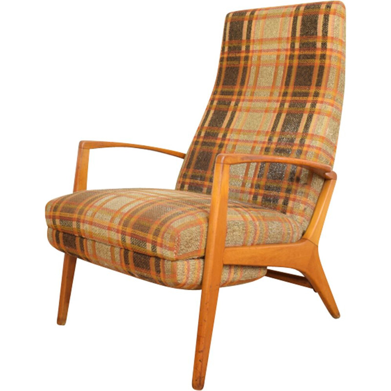 Vintage German Armchair with Footstool, 1960s