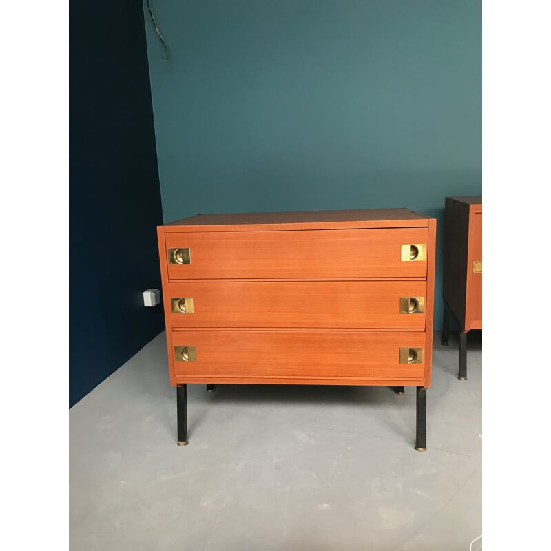 Pair of vintage chest of drawers by René-Jean Caillette in wood 1960