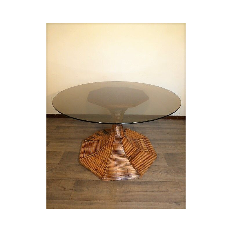 Vintage rattan dining table by Gabrielle Crespi for Vivai Del Sud, 1970