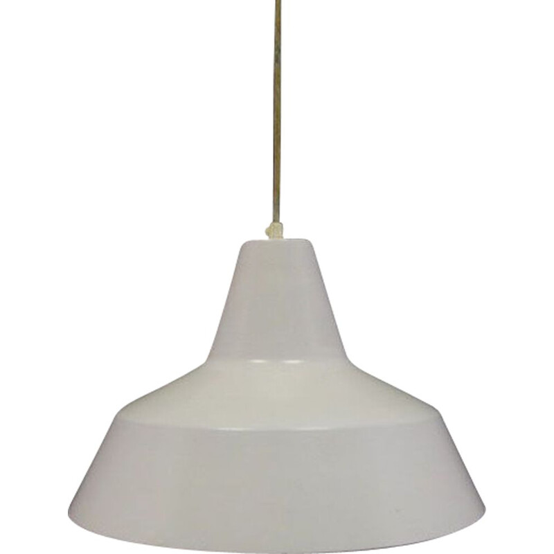 Vintage danish hanging lamp in white metal 1970