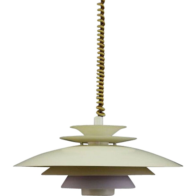 Vintage danish hanging lamp in white metal 1970