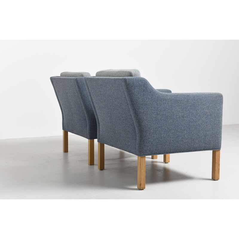 Paire of Scandinavian vintage blue armchairs by Børge Mogensen,1960