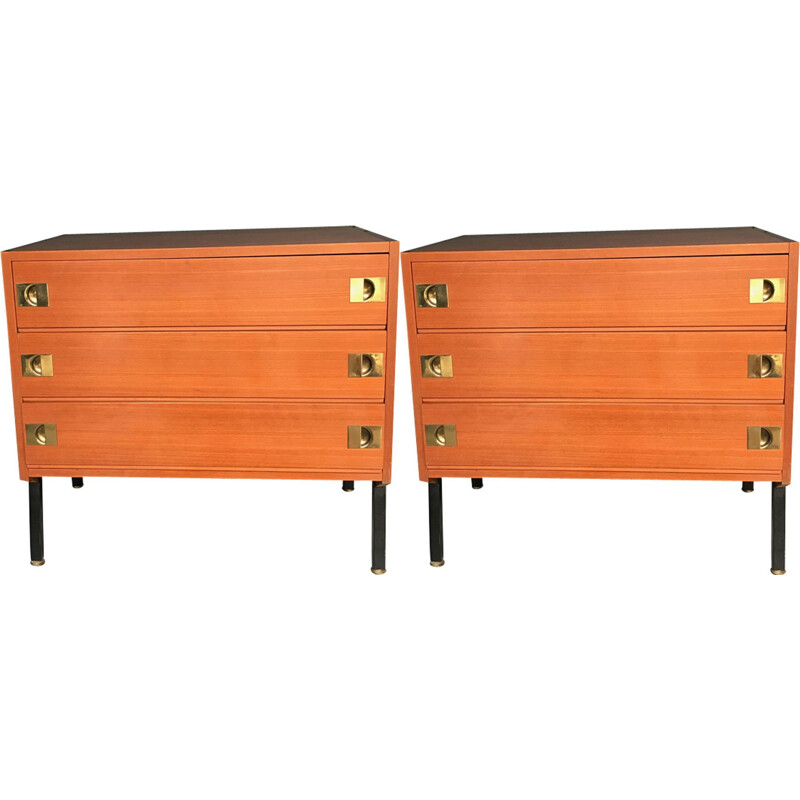 Pair of vintage chest of drawers by René-Jean Caillette in wood 1960