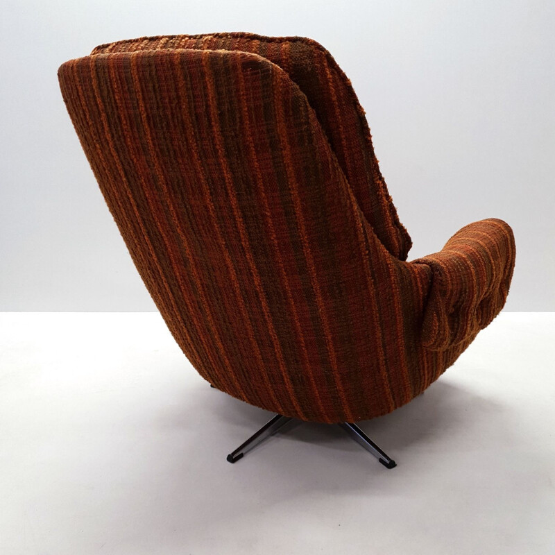 Fauteuil lounge vintage pivotant rétro forme oeuf, années 1970