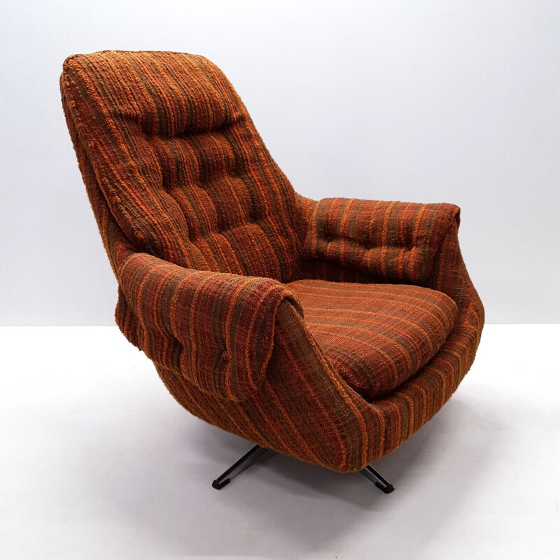 Fauteuil lounge vintage pivotant rétro forme oeuf, années 1970