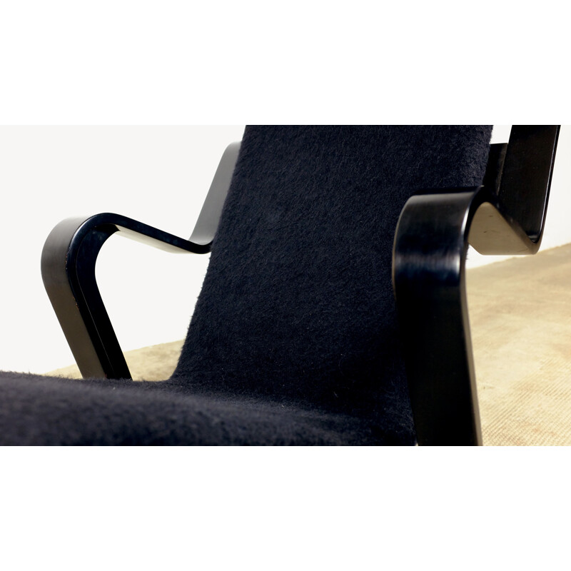 Vintage chaise lounge black in beech by Marcel Breuer 