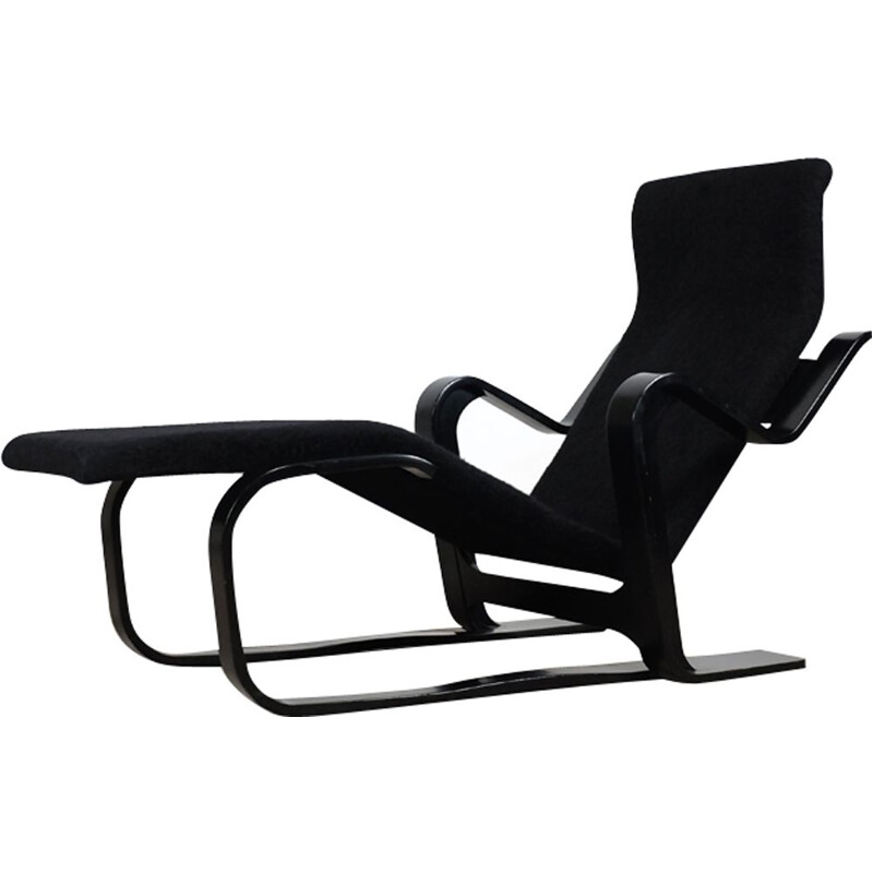 Vintage chaise lounge black in beech by Marcel Breuer 