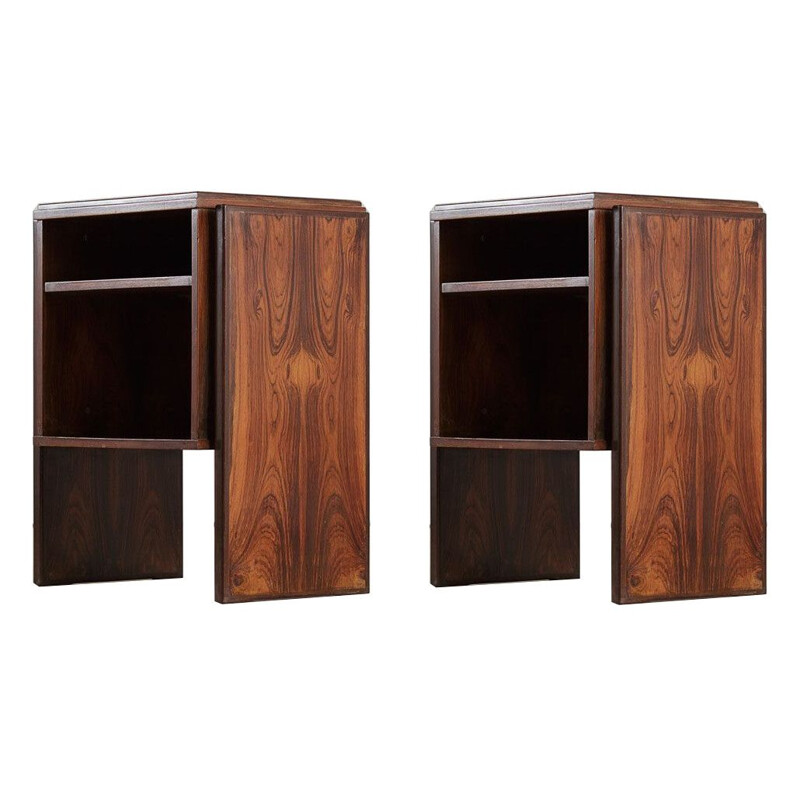 Pair of vintage rosewood side tables by Joaquim Tenreiro 1970s