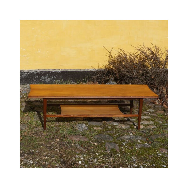 Vintage coffee table with shelf in teak, Denmark 1960