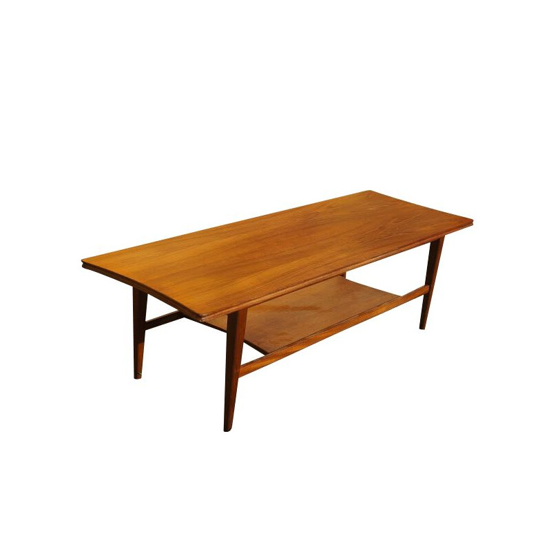 Vintage coffee table with shelf in teak, Denmark 1960