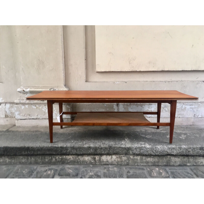 Vintage coffee table with shelf in teak, Denmark 1960