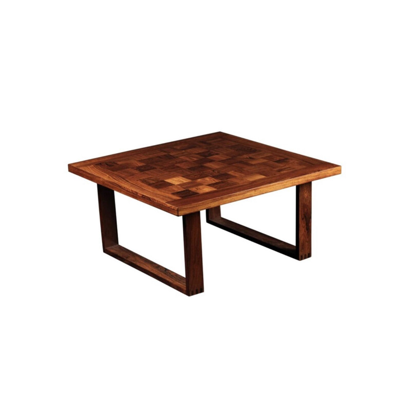 Vintage rosewood coffee table Boogie Woogie chess,1960