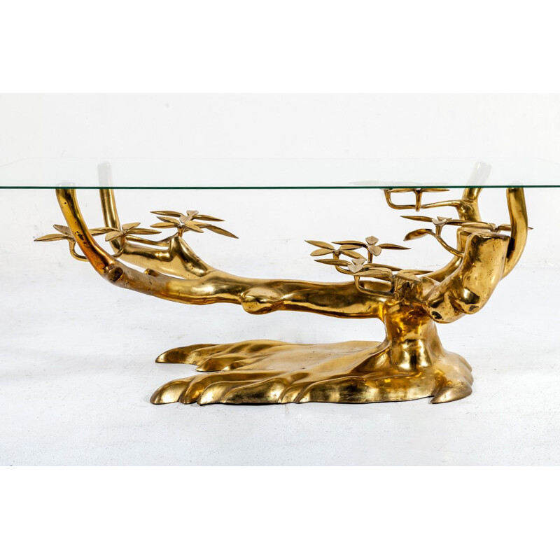 Vintage Coffee Table Bonsaï in Brass by Willy Daro 1970s