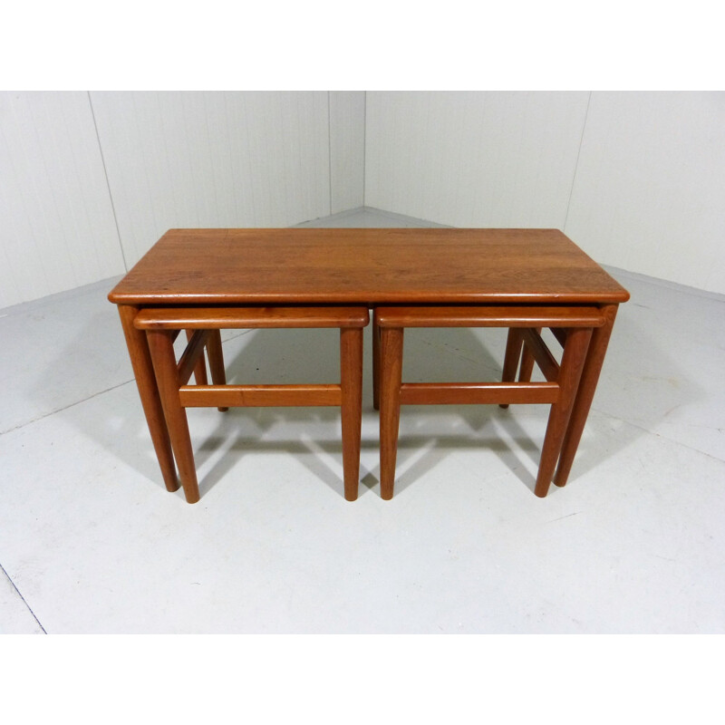 Set of 3 vintage Nesting Tables in Teak Denmark 1970s