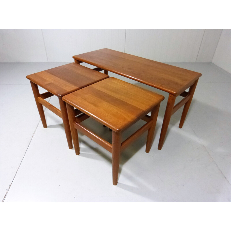 Set of 3 vintage Nesting Tables in Teak Denmark 1970s