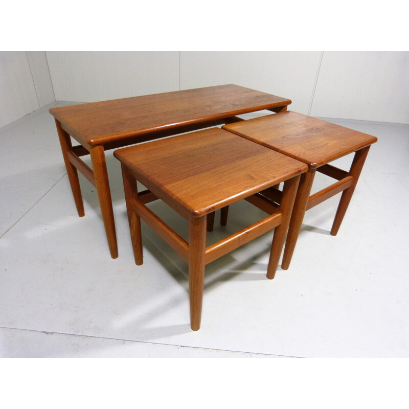 Set of 3 vintage Nesting Tables in Teak Denmark 1970s