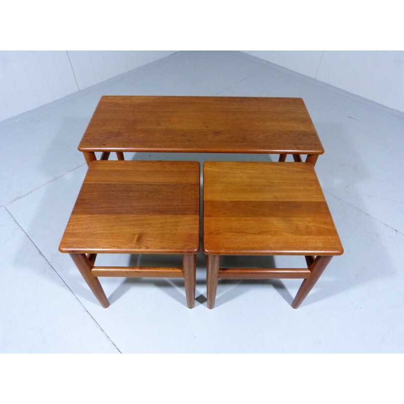 Set of 3 vintage Nesting Tables in Teak Denmark 1970s