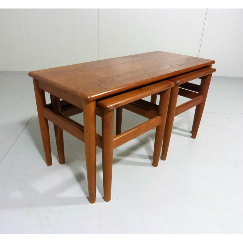 Set of 3 vintage Nesting Tables in Teak Denmark 1970s