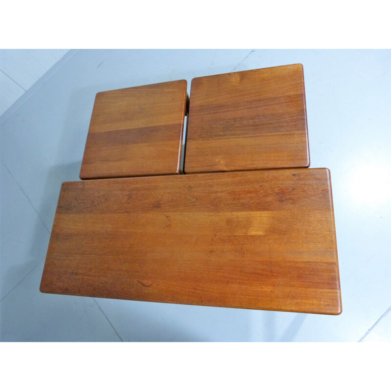 Set of 3 vintage Nesting Tables in Teak Denmark 1970s