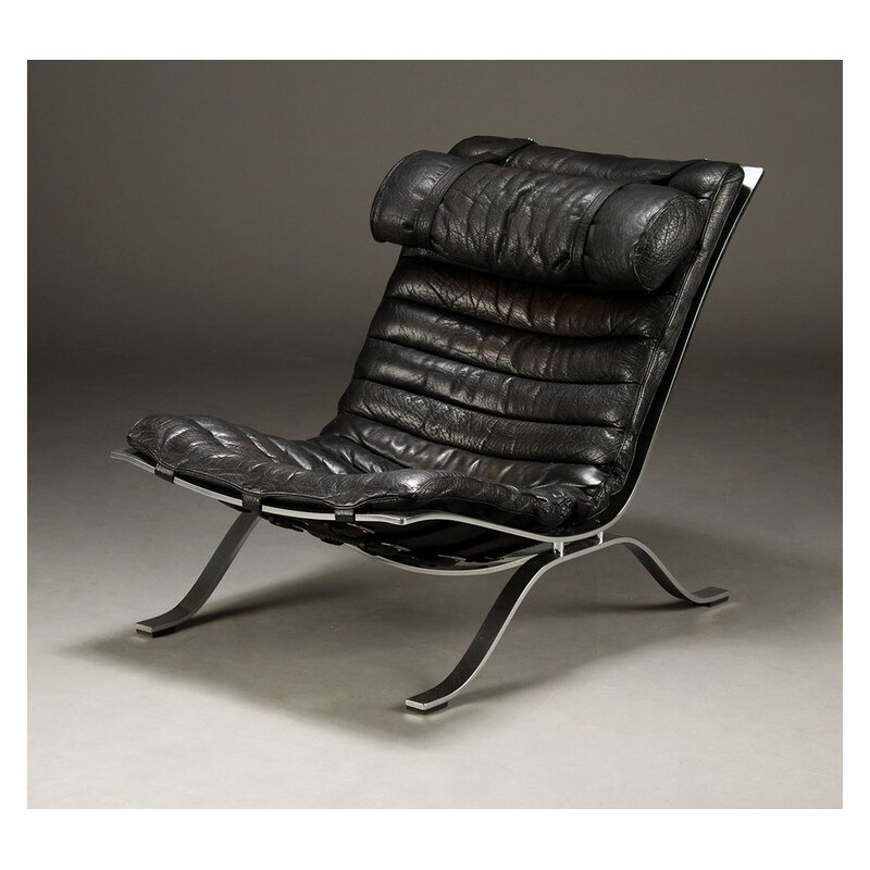 Norell Møbel AB Ari black low chair, Arne NORELL - 1960s