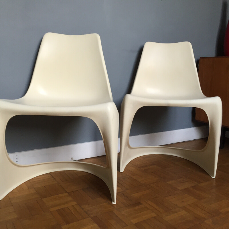 Pair of white plastic Cado chairs, Steen OSTERGAARD - 1970s