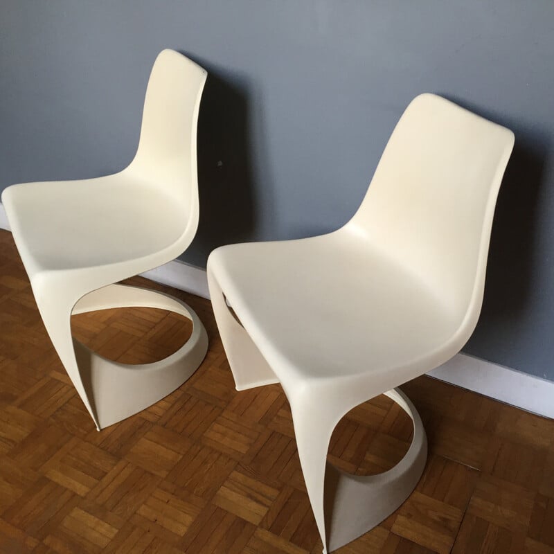 Pair of white plastic Cado chairs, Steen OSTERGAARD - 1970s