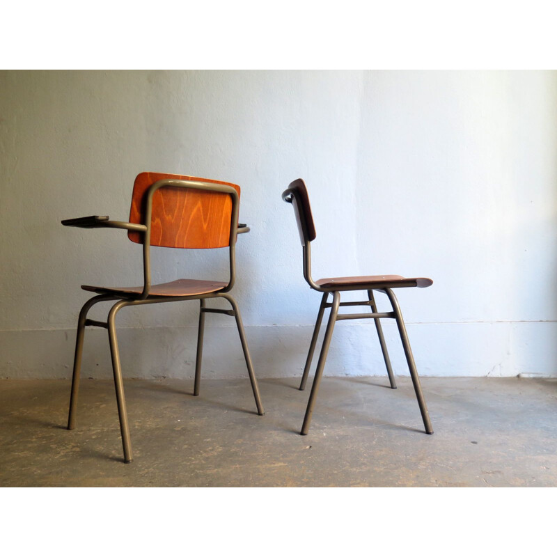 Set of 2 vintage industrial chairs, German, 1950s