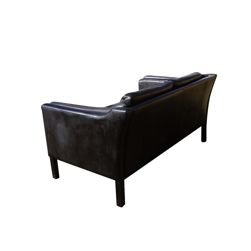 Vintage black leather 2 seaters sofa, 1960