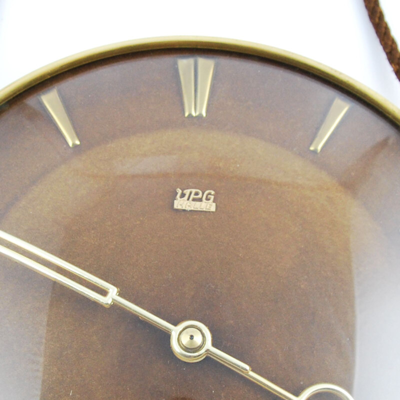 Vintage wall clock Mechanical by UPG Halle, Germany 1950s