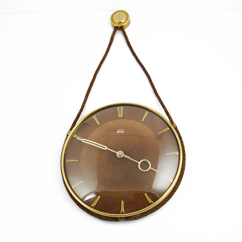 Vintage wall clock Mechanical by UPG Halle, Germany 1950s