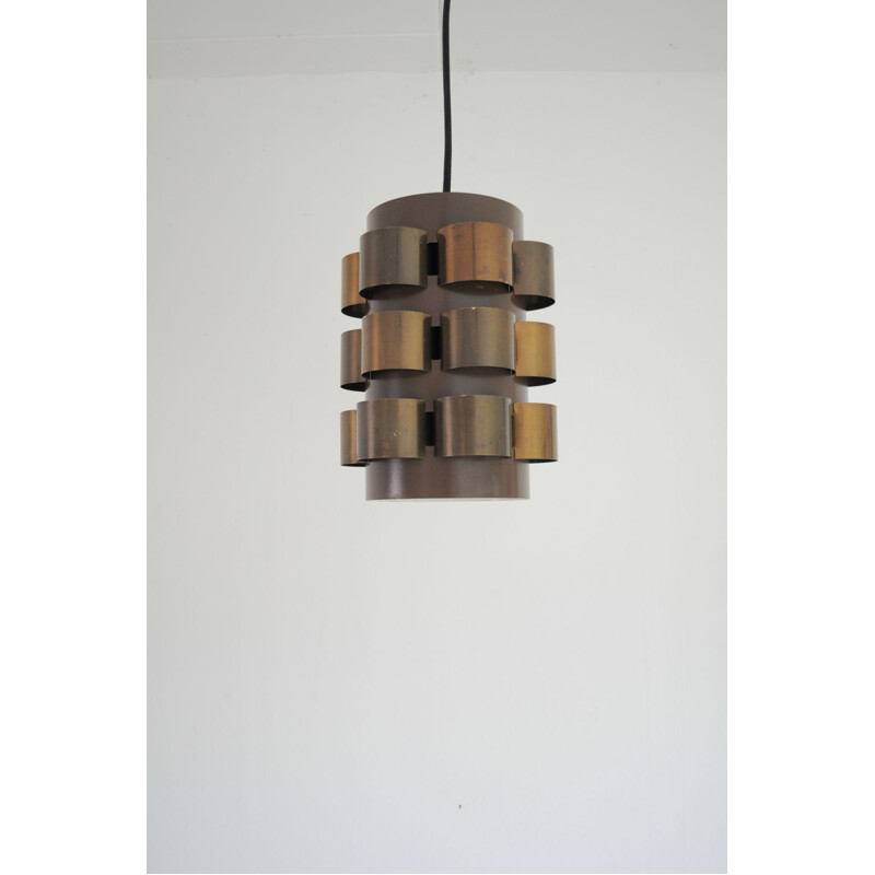 Vintage hanging lamp in brass by Werner Schou for Coronell, Danish