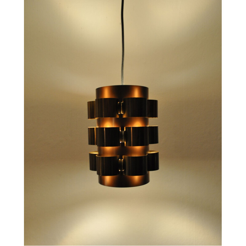 Vintage hanging lamp in brass by Werner Schou for Coronell, Danish
