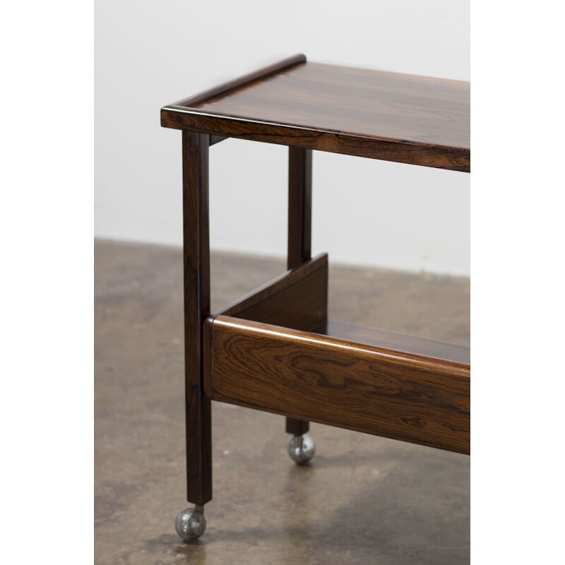 Vintage Brazilian bar cart in rosewood by Sergio Rodrigues 1960