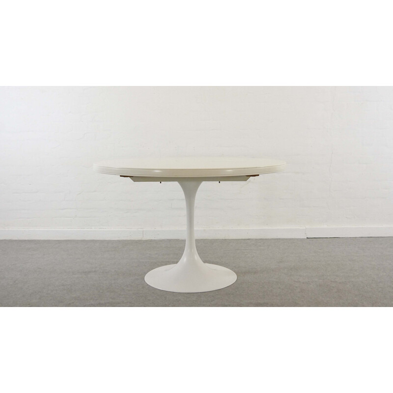 Vintage german extendable table in white aluminium and wood 1970